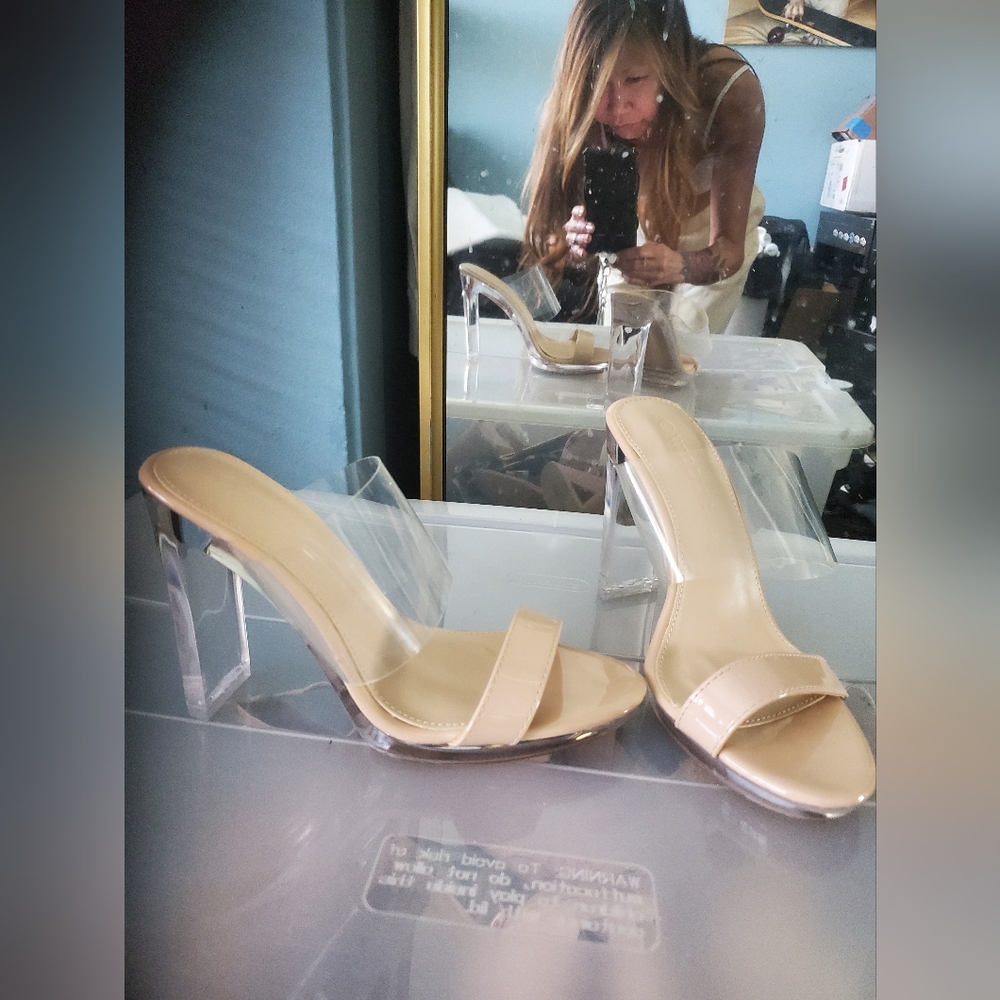 Clear nude heels